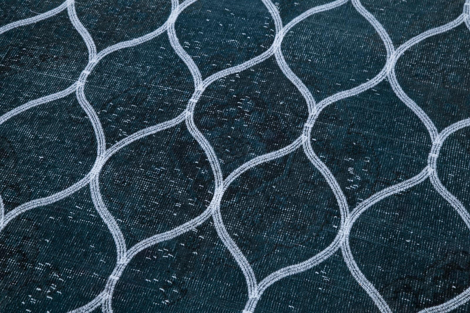 Handmade Geometric Rug – Grey Geometric Carpet | Wool Cotton Blend Area Rug 4'6''x9'5''