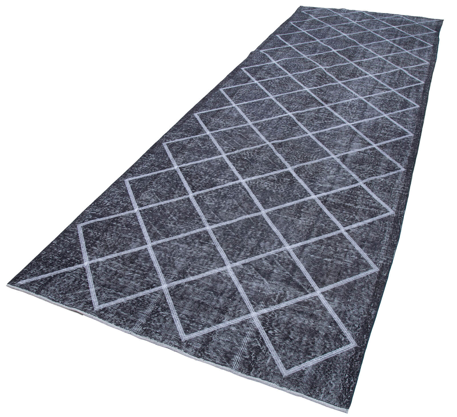 Handmade Wool Area Rug – Grey Wool Carpet with Geometric Cotton Rug Design, Durable Flat Weave