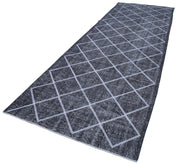 Handmade Wool Area Rug – Grey Wool Carpet with Geometric Cotton Rug Design, Durable Flat Weave