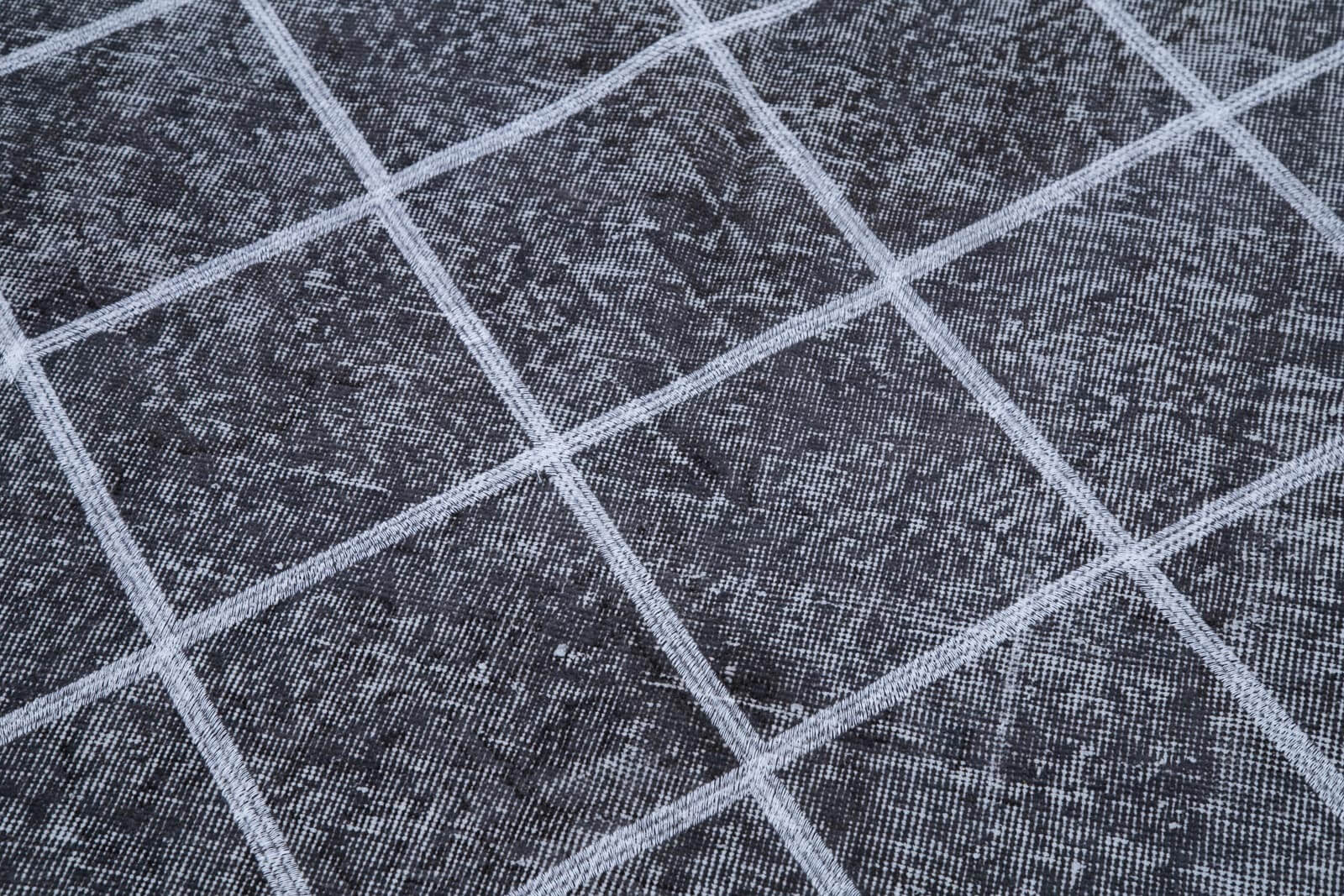 Handmade Wool Area Rug – Grey Wool Carpet with Geometric Cotton Rug Design, Durable Flat Weave