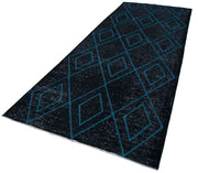 Handmade Geometric Rug - Black Cotton Wool Carpet, Vintage Area Rug 4'10''x12'6''