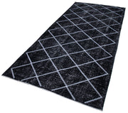 Handmade Geometric Rug – Black Area Rug Cotton Wool with Vintage Turkish Wool Carpet