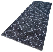 Handmade Geometric Rug – Grey Area Rug 4'7''x13'0'' Cotton Wool Carpet