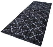 Handmade Geometric Rug - Black Area Rug 4'9''x12'4'' | Cotton Wool Soft Wool Carpet