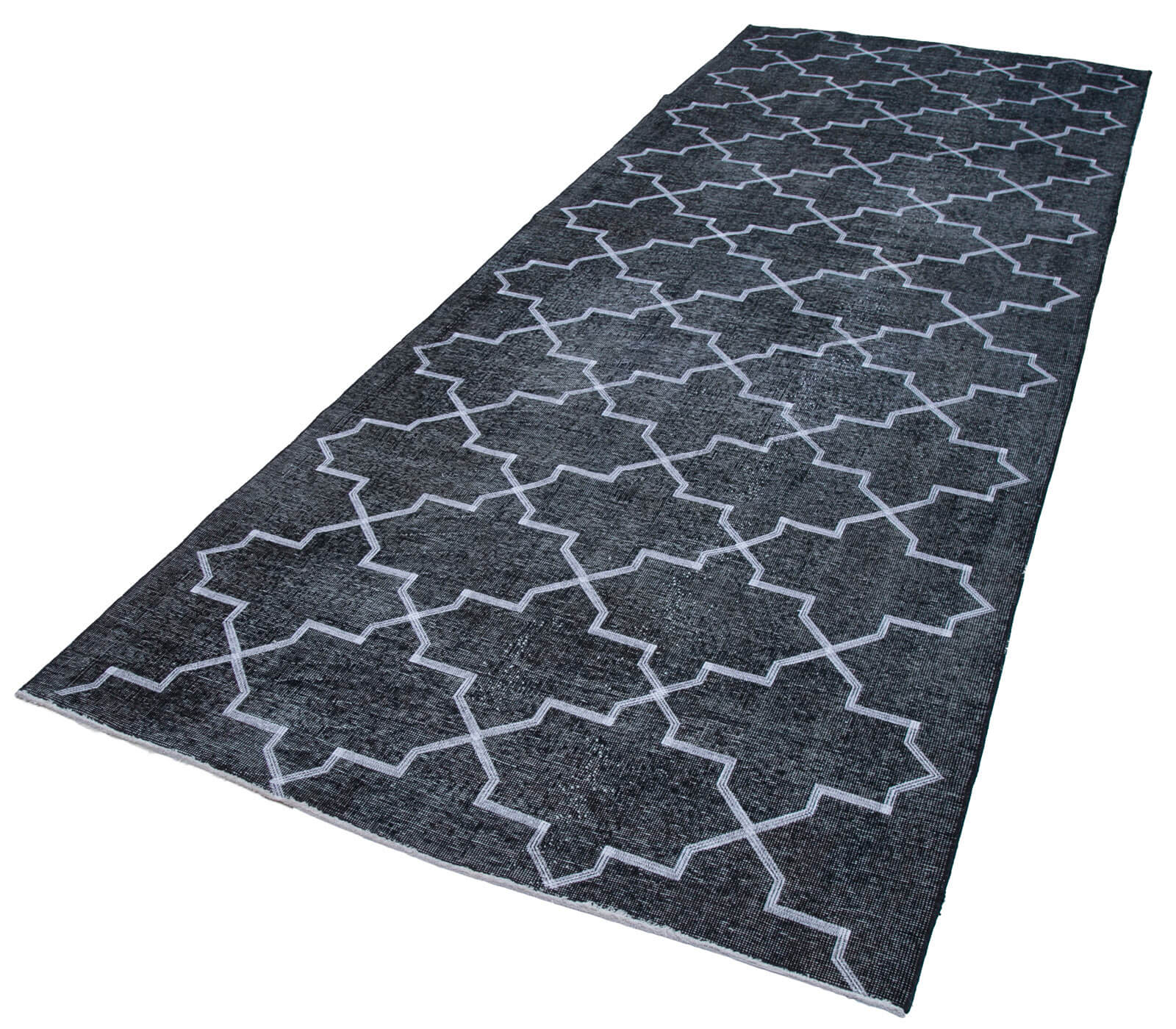 Handmade Geometric Rug – Grey Area Rug | Cotton Wool Carpet 4'9''x12'6''