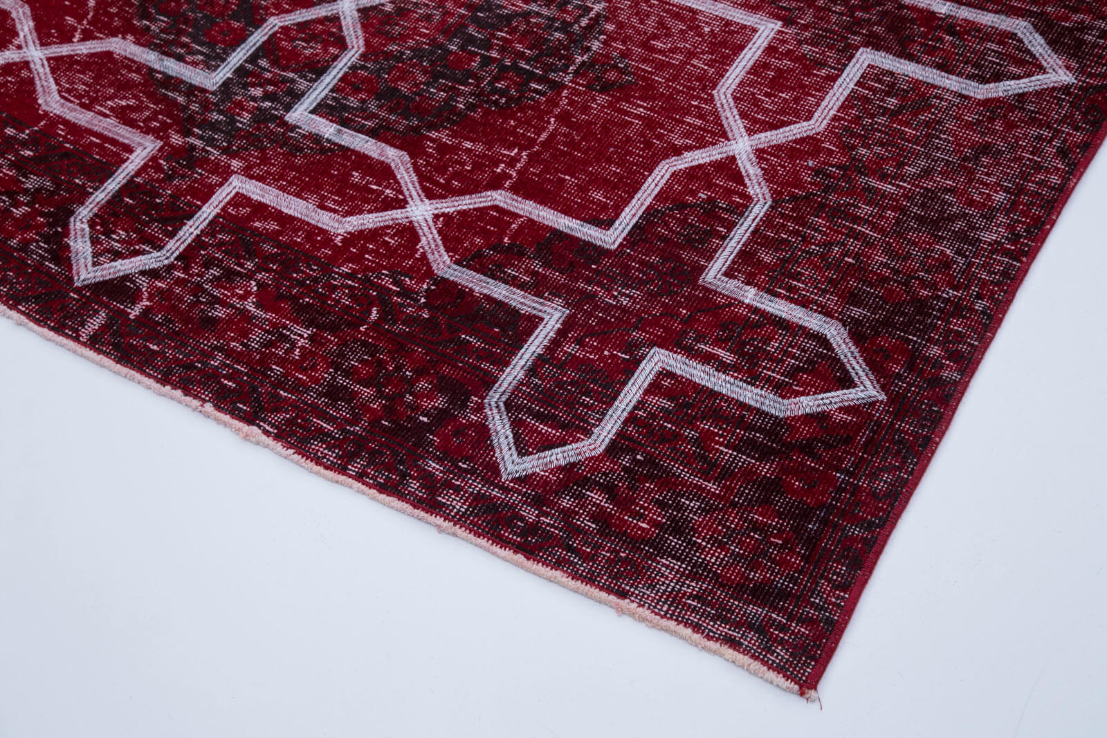 Handmade Geometric Rug | Vintage Turkish Carpet, Soft Cotton Carpet, 4x12 Feet Area Rug