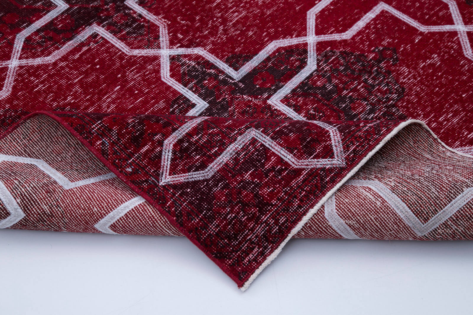 Handmade Geometric Rug | Vintage Turkish Carpet, Soft Cotton Carpet, 4x12 Feet Area Rug
