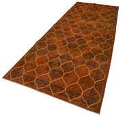 Handmade Geometric Rug – Orange Area Rug 4'10''x12'10'' Wool Cotton Blend Carpet