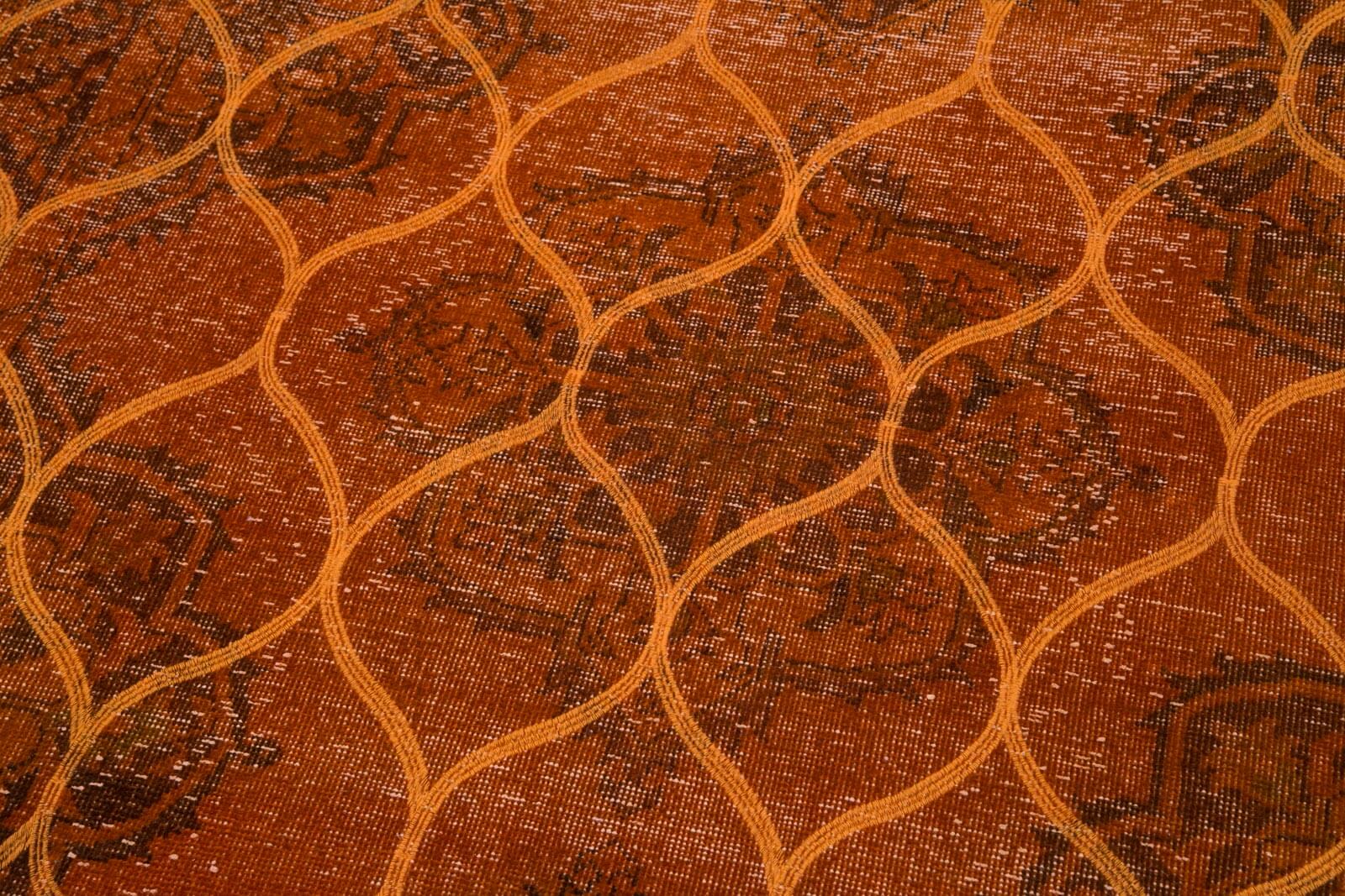Handmade Geometric Rug – Orange Area Rug 4'10''x12'10'' Wool Cotton Blend Carpet