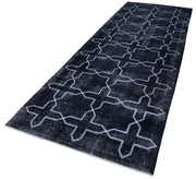 Handmade Geometric Rug | Handwoven Black Cotton Wool Carpet – Durable Turkish Vintage Area Rug
