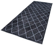 Handmade Wool Area Rug – Grey Geometric Cotton Wool Carpet 4'10''x12'2''