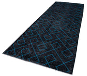 Handmade Geometric Rug – Black Area Rug Cotton Wool, Vintage Turkish Carpet 4'11''x13'
