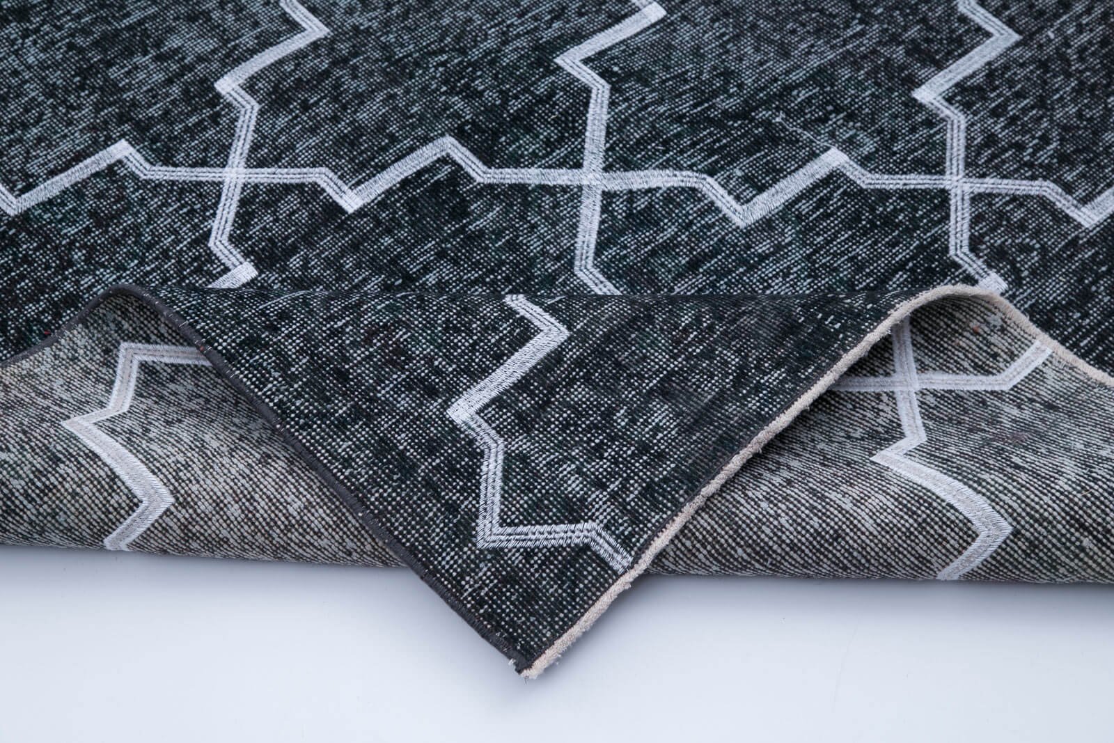 Handmade Geometric Rug – Grey Area Rug 4x13 Feet | Cotton Wool Carpet