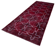 Handmade Geometric Rug - Red Area Rug With Colorful Geometric Pattern, 4'8''x12'4''