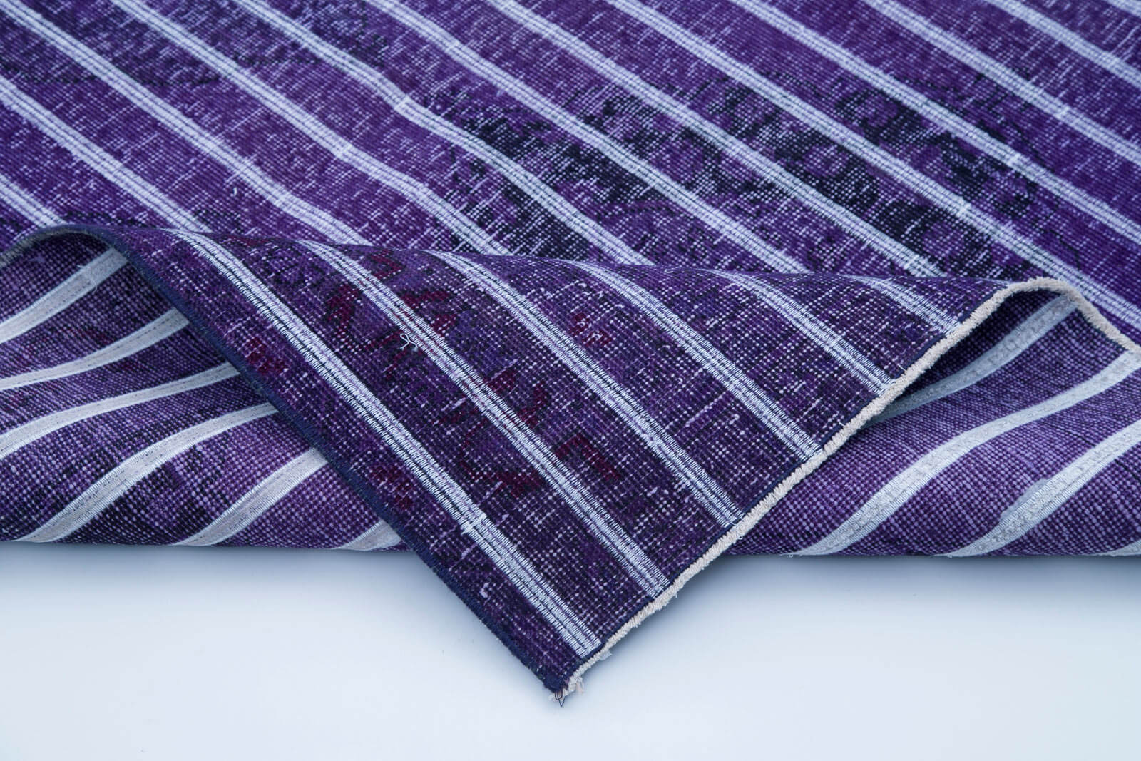 Handmade Geometric Rug – Purple Area Rug | Cotton Wool Carpet 4x12 Feet