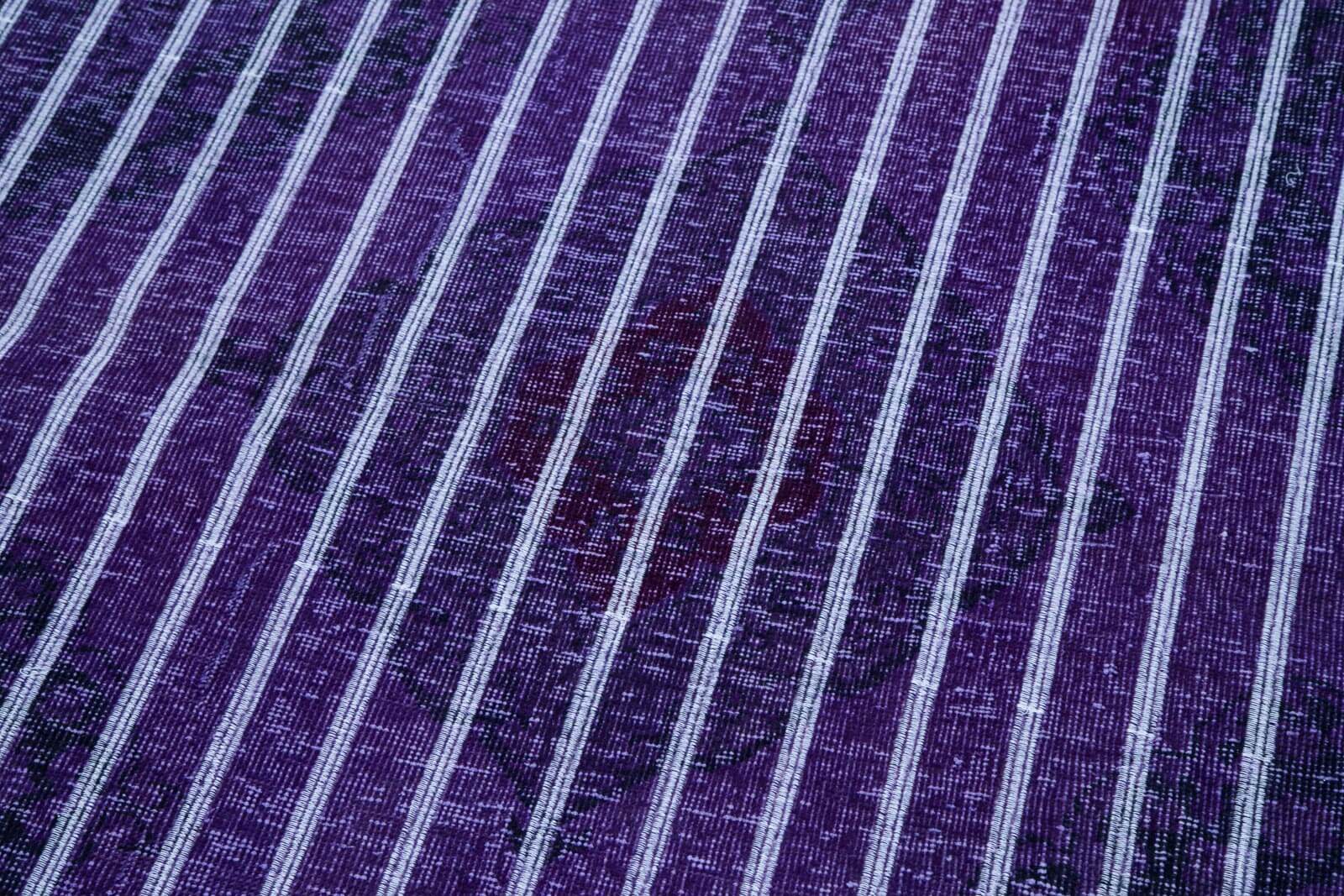 Handmade Geometric Rug – Purple Area Rug | Cotton Wool Carpet 4x12 Feet