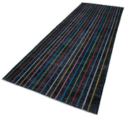 Handmade Geometric Rug – Black Geometric Area Rug 4'8''x13'1'' Cotton Wool Carpet