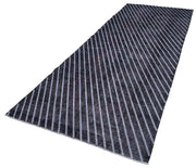 Handmade Geometric Rug – Black Cotton Wool Rug 4'8'' x 12'2'' Area Carpet