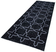 Handmade Geometric Rug – Black Area Rug Cotton Wool, Turkish Wool Carpet 4'5''x12'10''