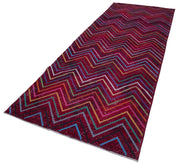 Handmade Geometric Rug - Red Area Rug 4x12 Feet Cotton Wool Carpet