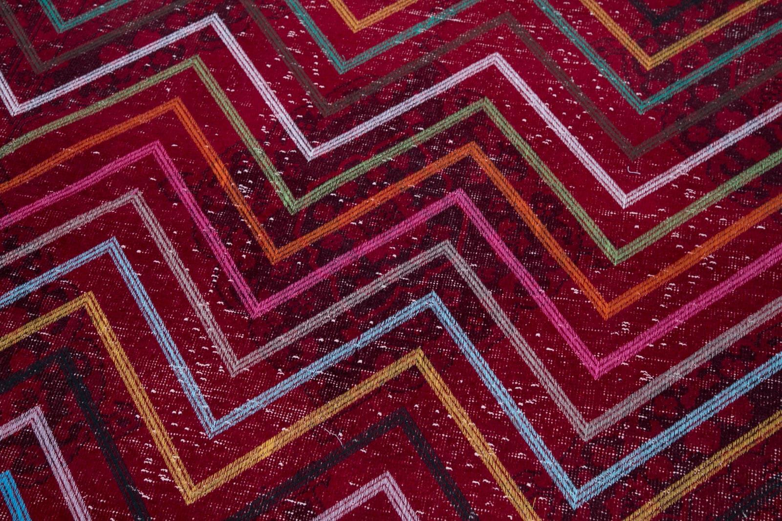 Handmade Geometric Rug - Red Area Rug 4x12 Feet Cotton Wool Carpet