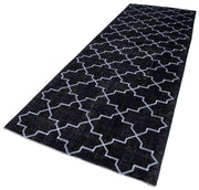 Handmade Geometric Rug – Black Cotton Wool Carpet 4'9''x13'1'' Area Rug