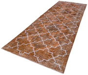 Handmade Geometric Rug – Orange Cotton Wool Rug, 4x13 Feet, Turkish Handwoven Carpet