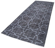 Handmade Geometric Rug – Grey Area Rug Cotton Wool Carpet 4'10''x12'8''
