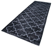 Handmade Geometric Rug – Black Geometric Carpet | Wool Cotton Area Rug 4'9''x13'3''