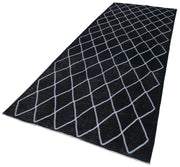 Handmade Area Rug – Black Geometric Carpet Cotton Wool Rug 4'10''x12'6''