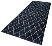 Handmade Geometric Rug – Black Geometric Carpet Cotton Wool Area Rug 4'9''x12'9''