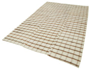 Handmade Cotton Wool Rug - Striped Kilim Turkish Vintage Area Rug 5'7''x9'1''