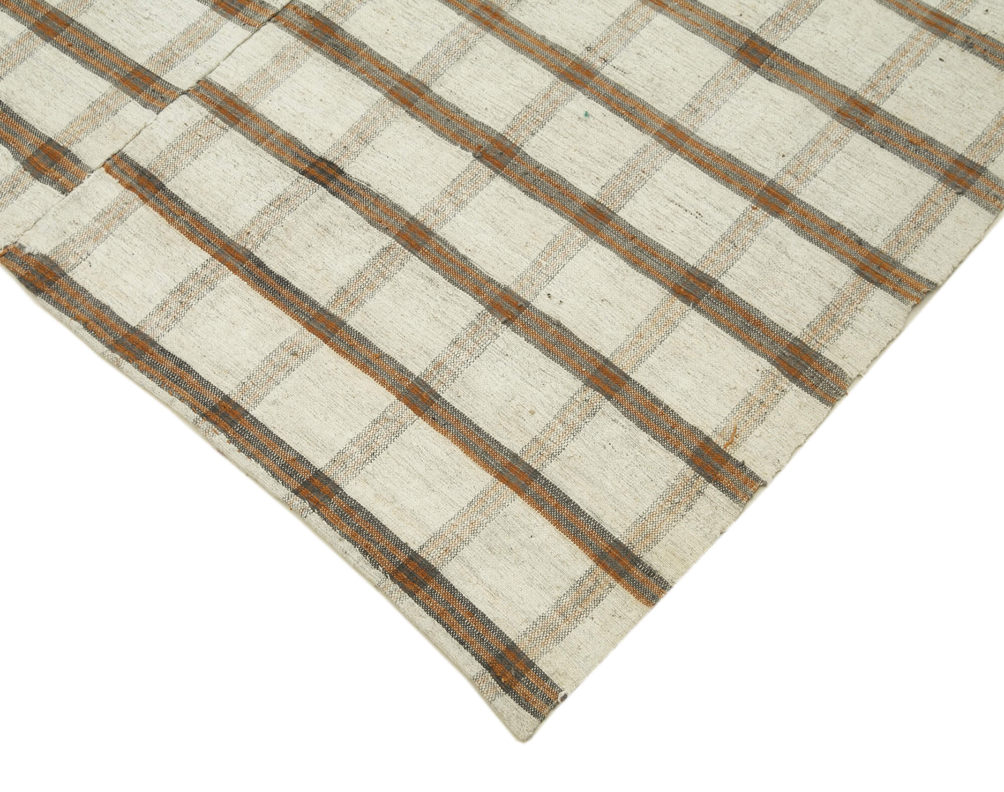Handmade Cotton Wool Rug - Striped Kilim Turkish Vintage Area Rug 5'7''x9'1''
