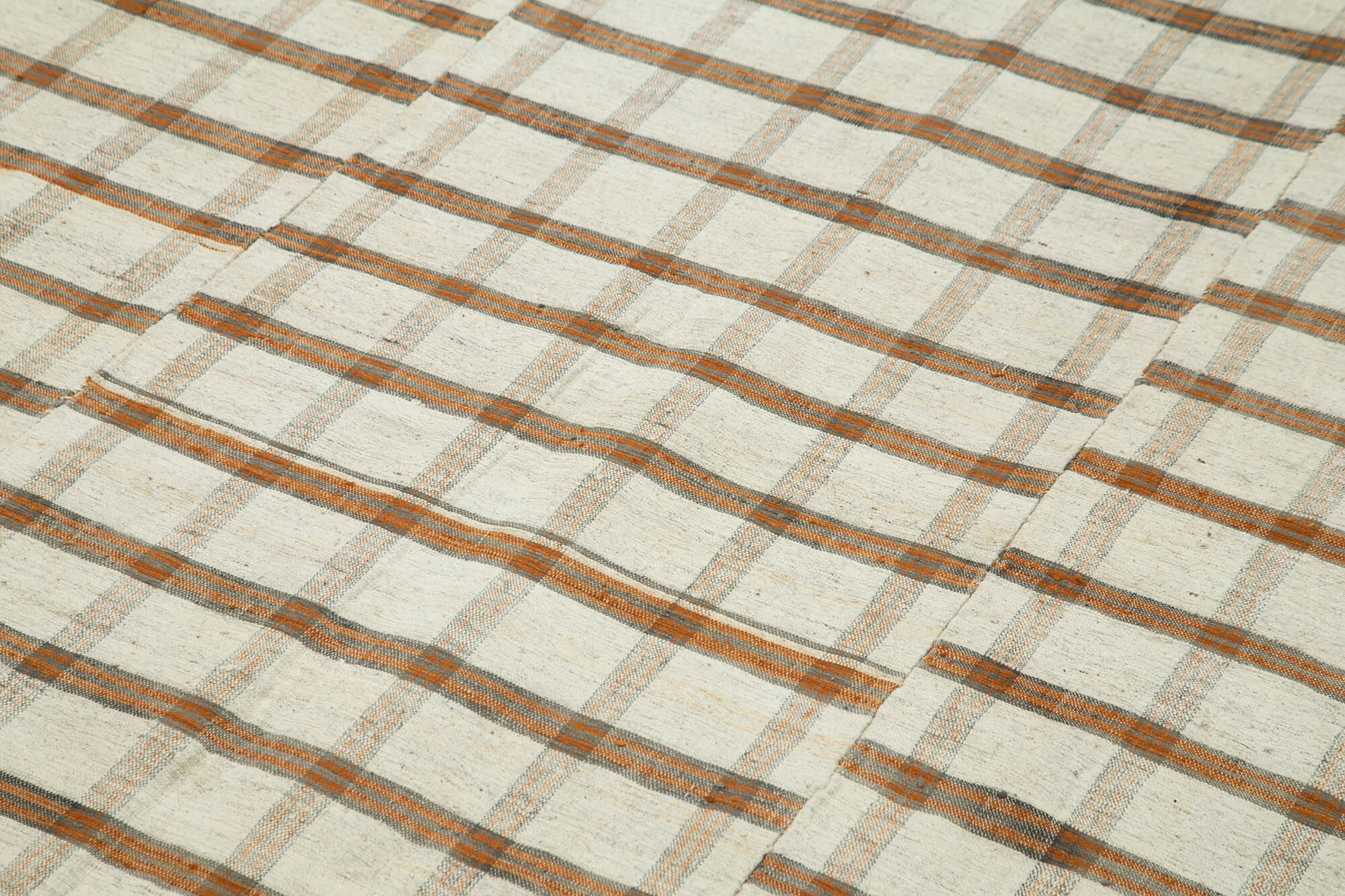 Handmade Cotton Wool Rug - Striped Kilim Turkish Vintage Area Rug 5'7''x9'1''