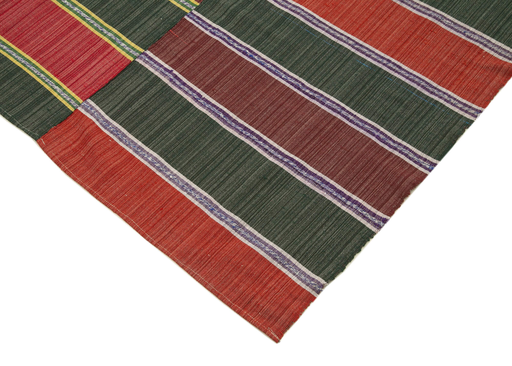 Handmade Wool Area Rug - Red Striped Turkish Kilim, Cotton Wool Carpet 5'8''x9'2''