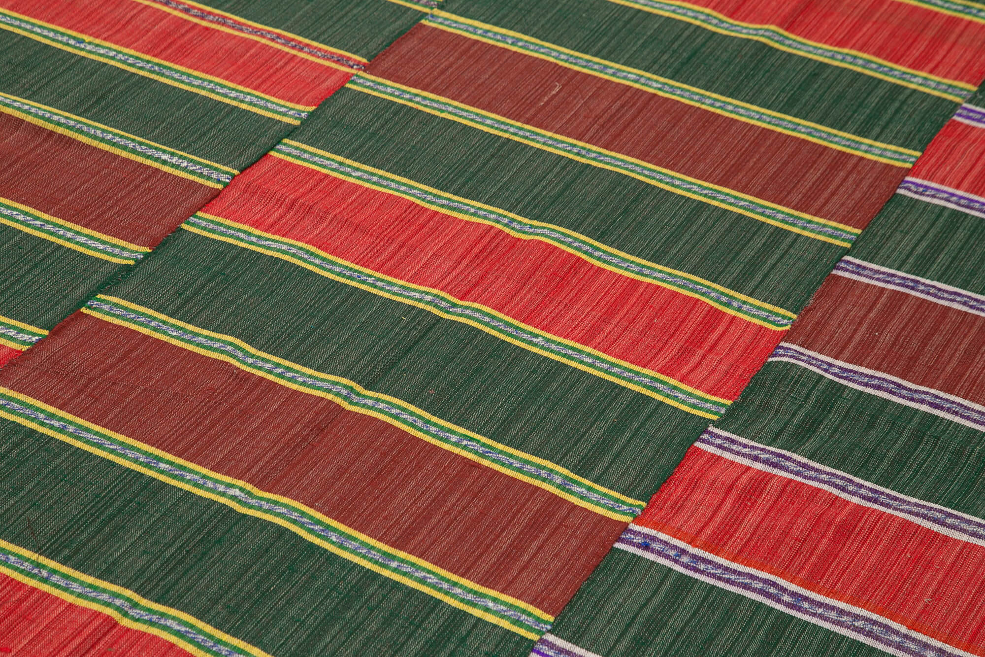 Handmade Wool Area Rug - Red Striped Turkish Kilim, Cotton Wool Carpet 5'8''x9'2''