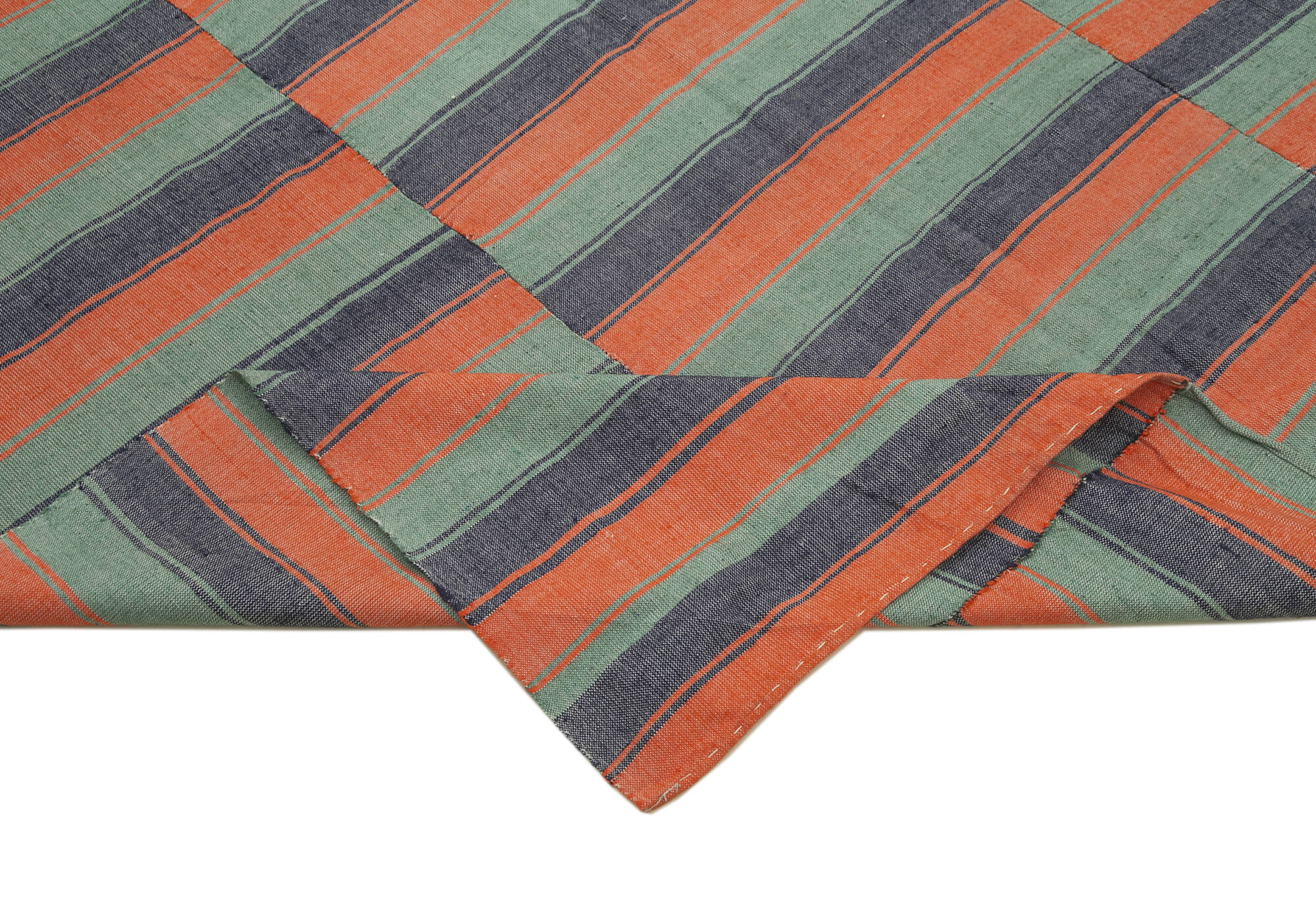 Handmade Wool Area Rug – Striped Cotton Rug, Vintage Kilim Carpet 6'x11'