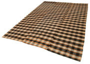 Handmade Area Rug - Striped Kilim Cotton Wool Rug 6'6'' x 9'1'' | Turkish Vintage Carpet