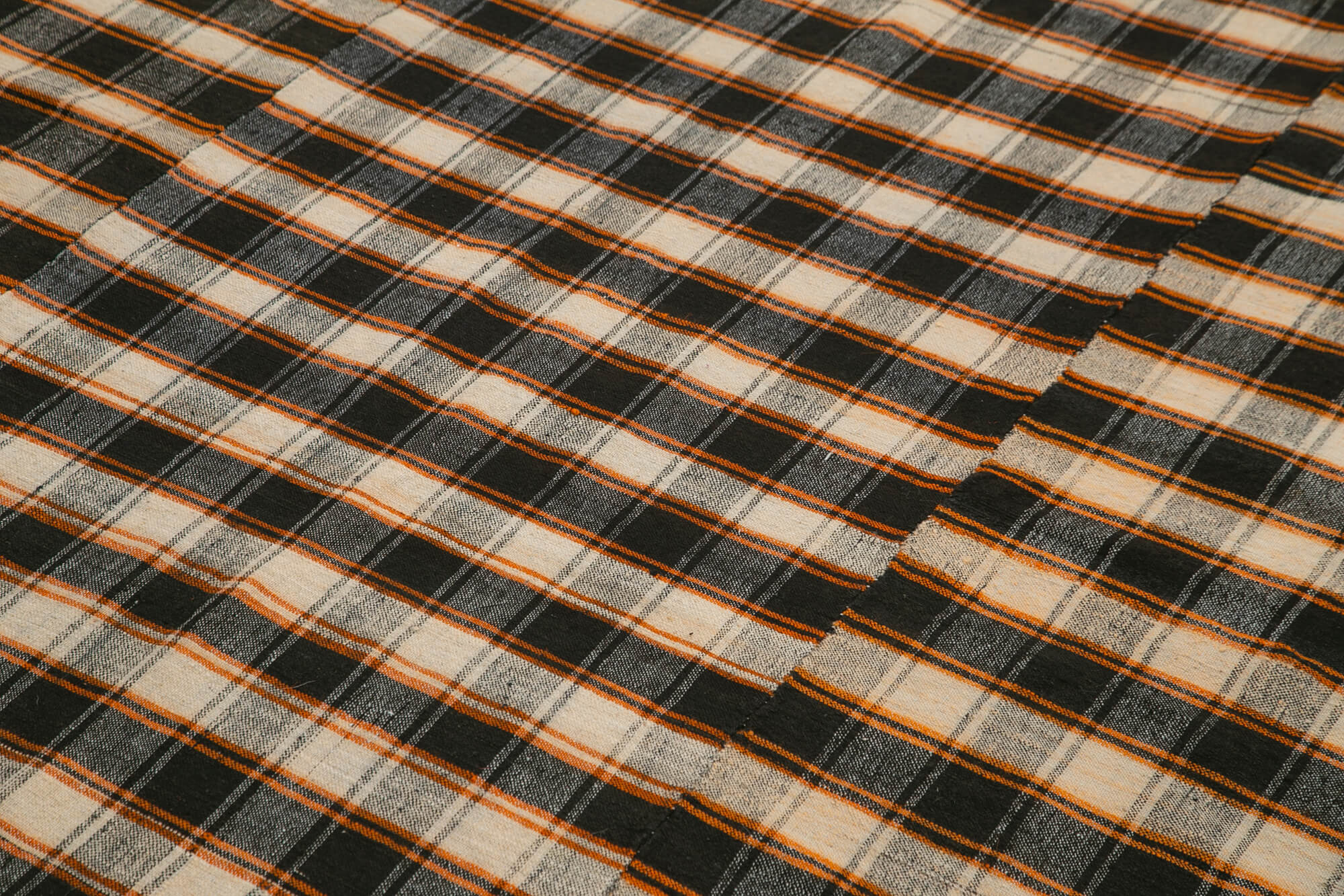 Handmade Area Rug - Striped Kilim Cotton Wool Rug 6'6'' x 9'1'' | Turkish Vintage Carpet