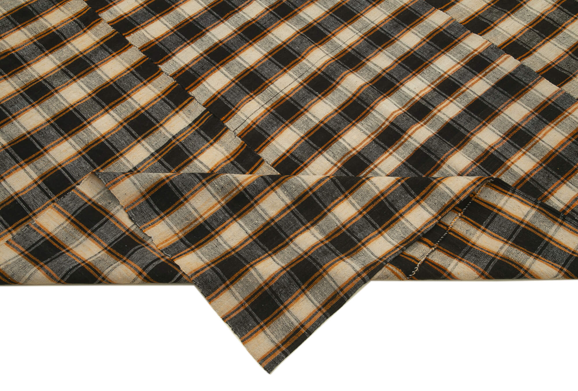 Handmade Area Rug - Striped Kilim Cotton Wool Rug 6'6'' x 9'1'' | Turkish Vintage Carpet