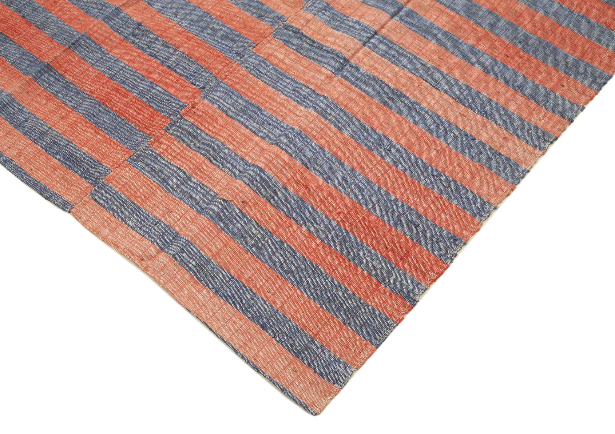 Handmade Wool Area Rug – Red Striped Kilim Cotton Wool Rug 5'3''x8'2''