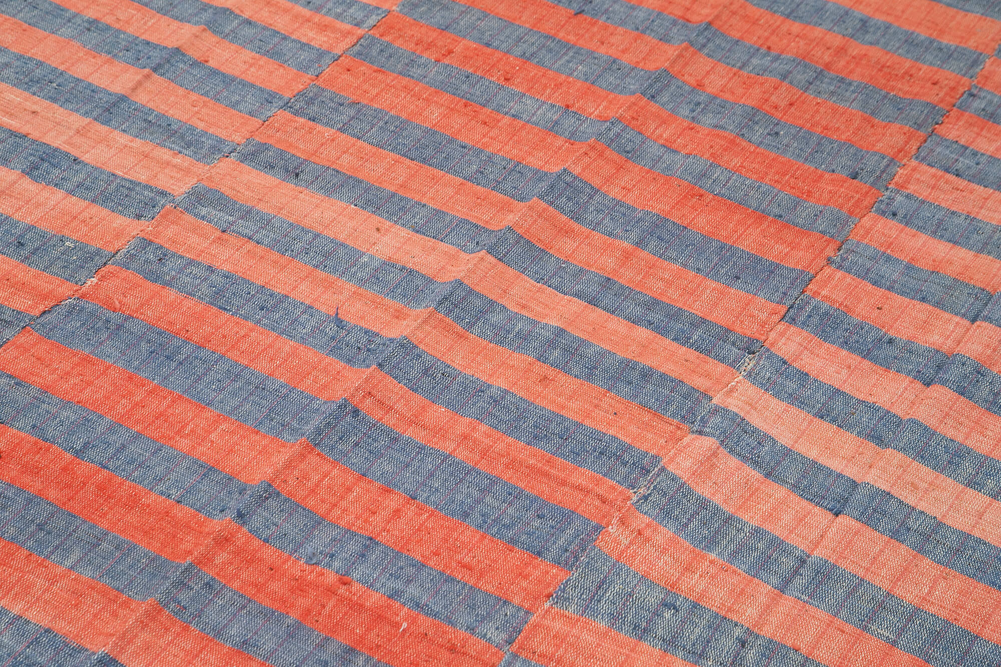 Handmade Wool Area Rug – Red Striped Kilim Cotton Wool Rug 5'3''x8'2''