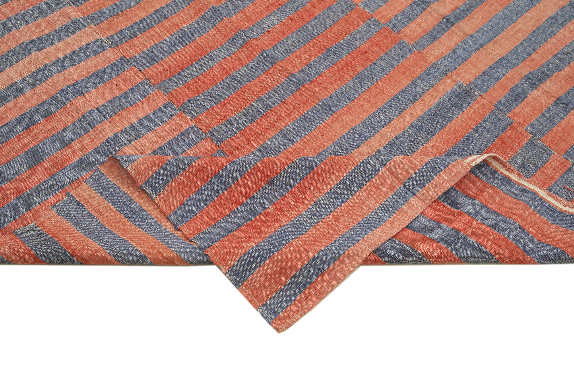 Handmade Wool Area Rug – Red Striped Kilim Cotton Wool Rug 5'3''x8'2''
