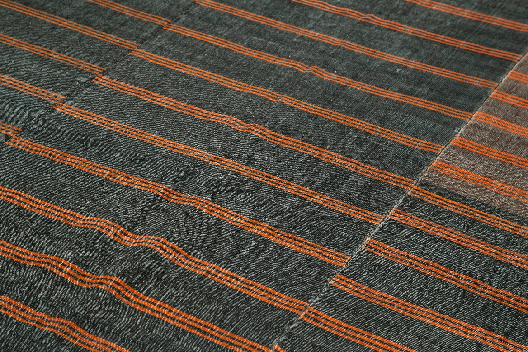 Handmade Kilim Rug - Brown Striped Area Rug | Cotton Wool, Turkish Hand Knotted