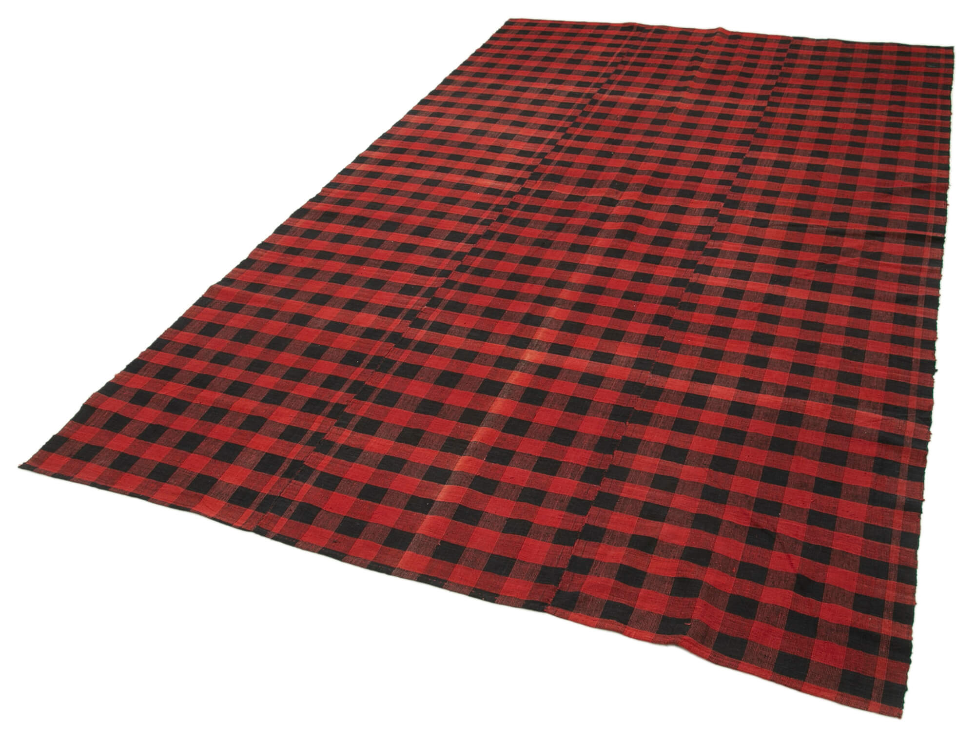 Handmade Striped Kilim Rug - Red Cotton Wool 5x9 Feet Durable Turkish Vintage Carpet