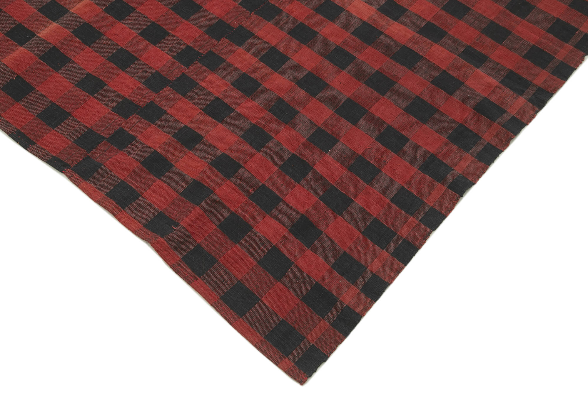 Handmade Striped Kilim Rug - Red Cotton Wool 5x9 Feet Durable Turkish Vintage Carpet
