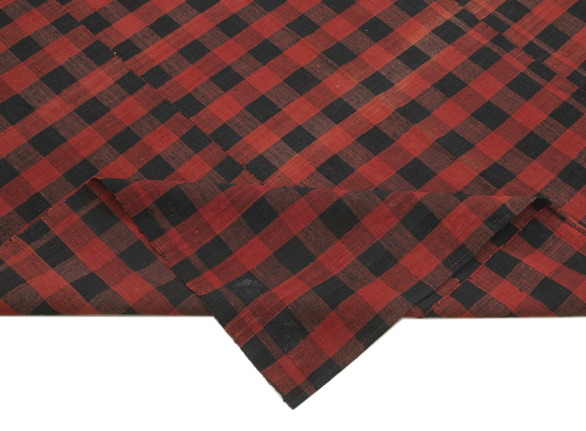 Handmade Striped Kilim Rug - Red Cotton Wool 5x9 Feet Durable Turkish Vintage Carpet
