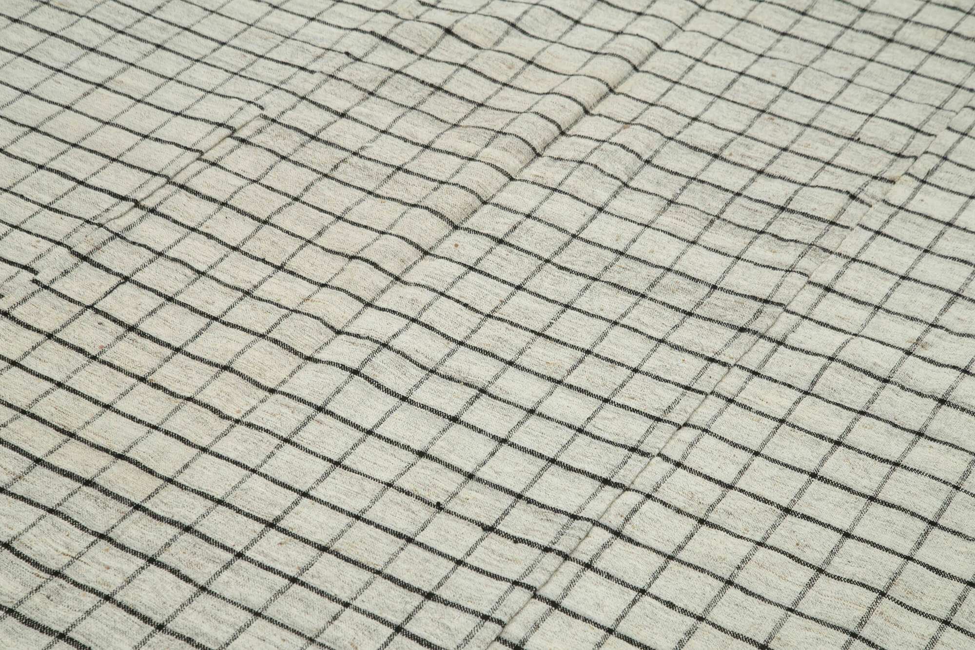 Handmade Cotton Wool Rug - Striped Kilim Rug 6'7''x10'3'' | Turkish Hand Knotted Area Carpet