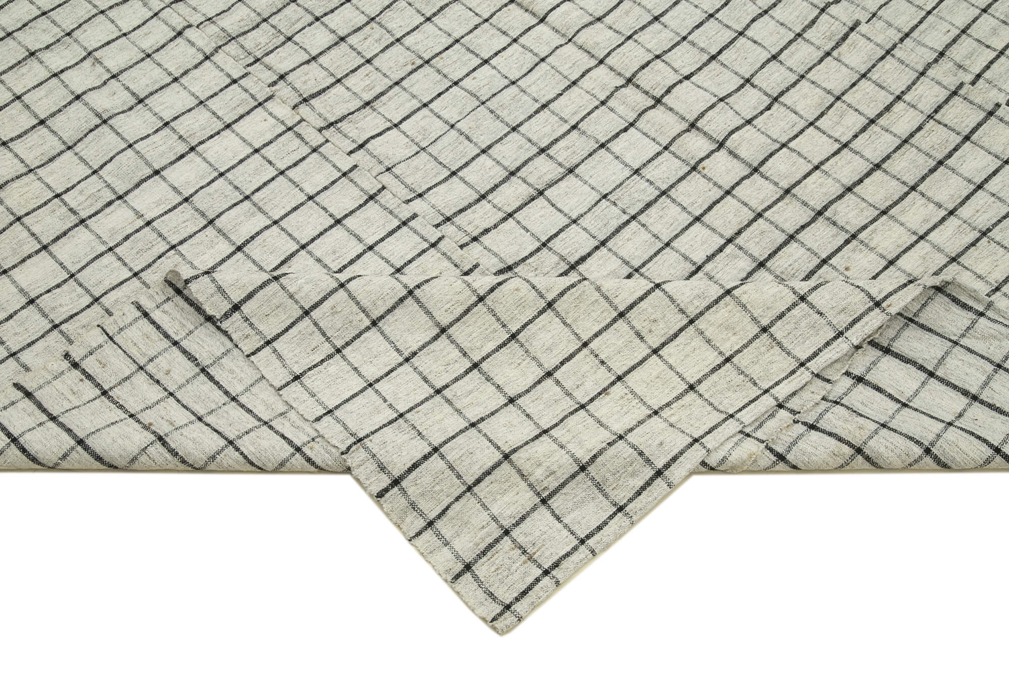 Handmade Cotton Wool Rug - Striped Kilim Rug 6'7''x10'3'' | Turkish Hand Knotted Area Carpet