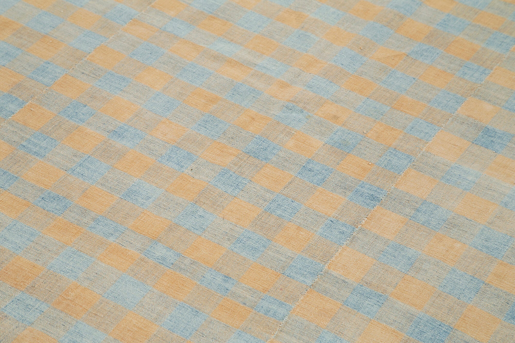 Handmade Area Rug - Orange Striped Kilim Cotton Wool Rug 5'6" x 8'10"